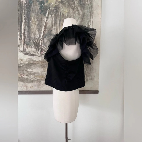 Anthropologie Sunday in Brooklyn One-Shoulder Top in Black XL NWOT $78 - Picture 3 of 11